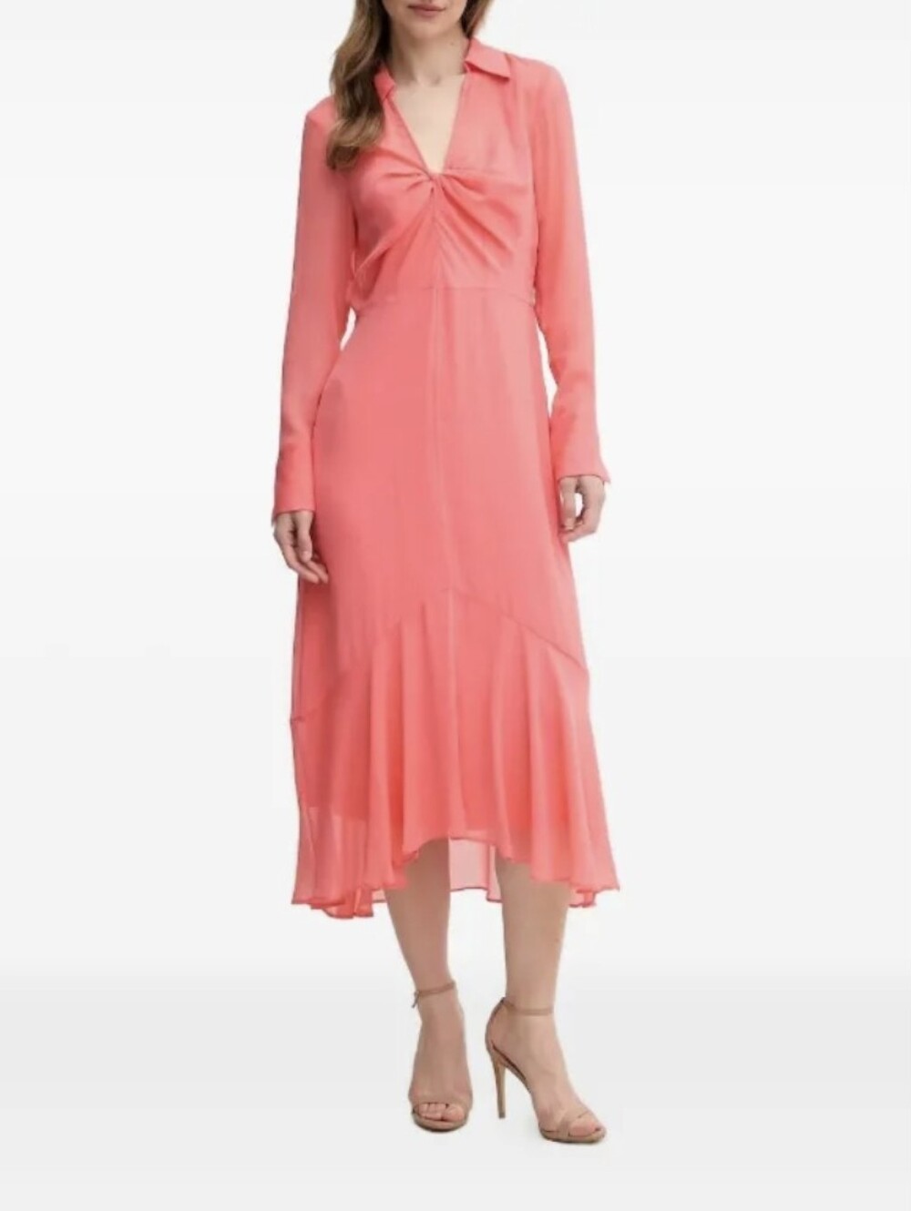 DKNY Maxi Dress Sheer Slip Liner 6/M Coral Pink NWT